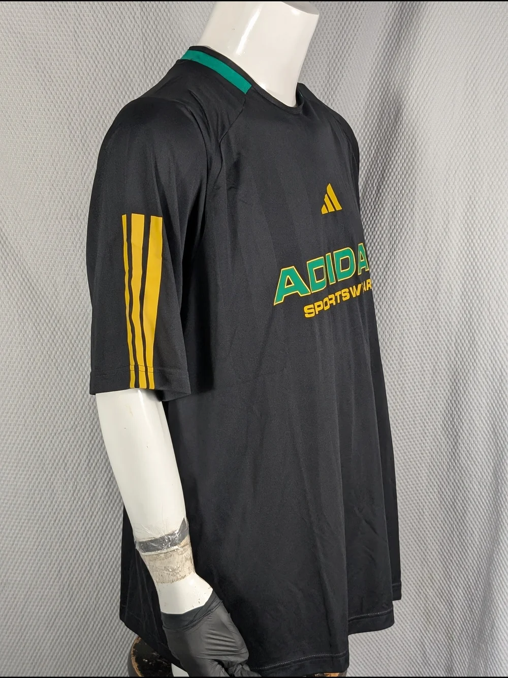 adidas Black Jersey Tee with Yellow & Green Logo - Picture 2 of 12